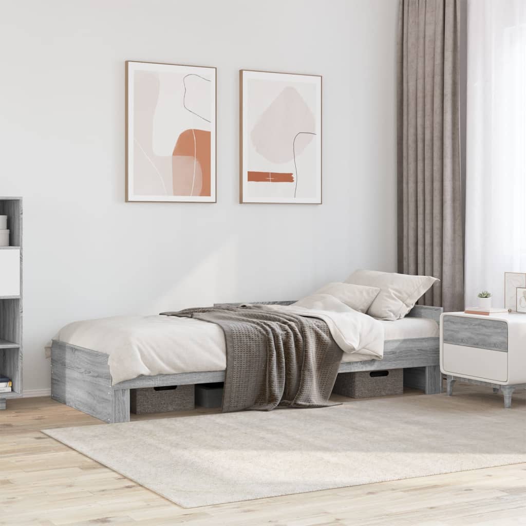 Bed Frame without Mattress Grey Sonoma 90x190 cm Single Engineered Wood